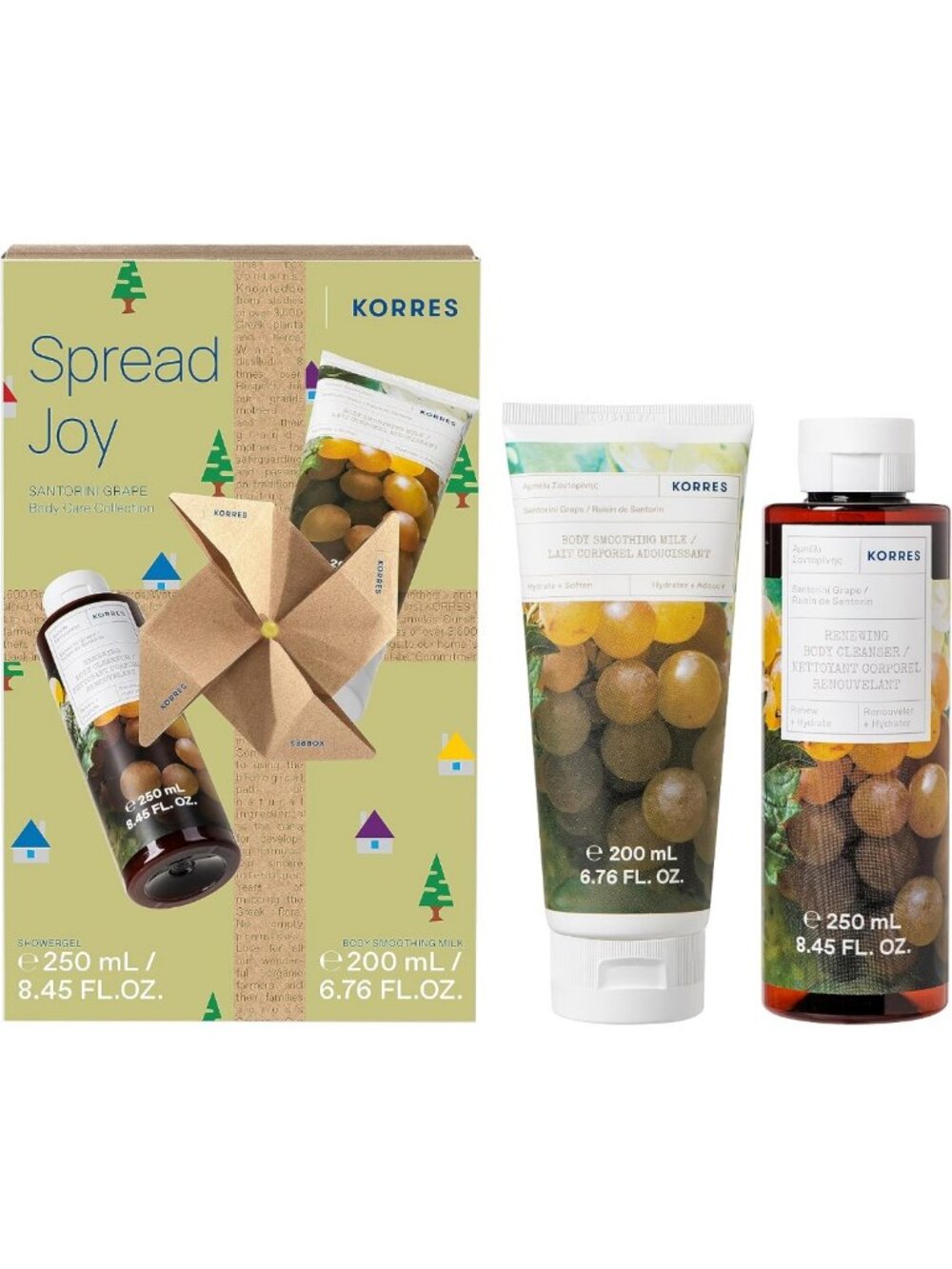 Santorini Grape Body Cleanser & Milk Set | Aloe, Almond Oil, Provitamin B5